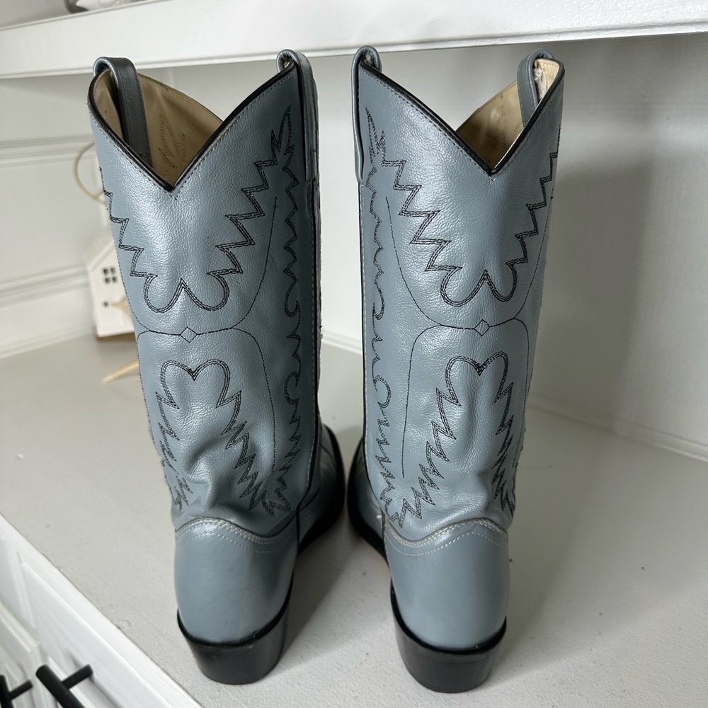 **SOLD**Old West Gray Leather Western Cowboy Boots Classic Men’s 9/Women’s 10 - Picture 5 of 8